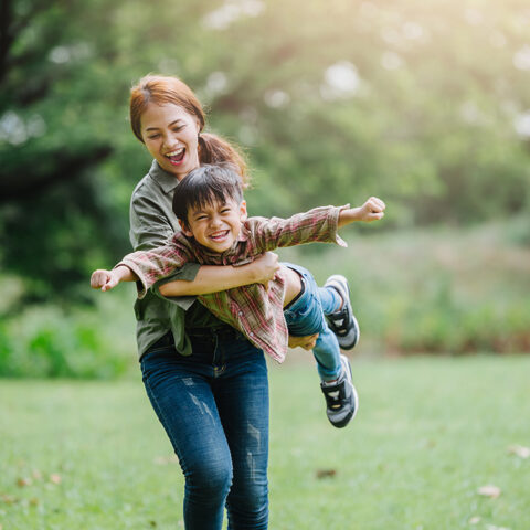 Mother and son at park