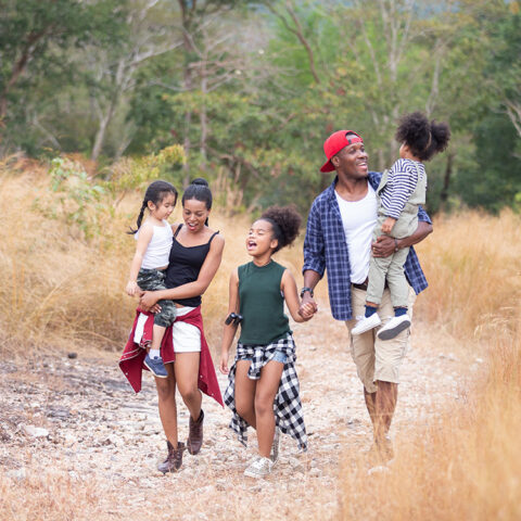 family on sensory-friendly hike